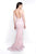 Intrigue - 447 Lace Deep V-Neck Sheath Dress In Pink