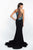 Blush - 11513 Halter Beaded Mesh Jersey Mermaid Dress In Black and Multi-Color