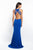 Intrigue - 415 Beaded High Halter Sheath Dress In Blue