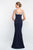 Blush - S2024 Shawl Crystal Embellished V-neck Sheath Gown In Blue