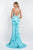 Blush - C1028 Multi-Colored Beaded High Halter Dress In Blue