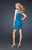 La Femme - 17076 Sumptuously Pleated Square Sheath Cocktail Dress In Blue