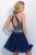 Blush - Geometric Halter Two-Piece A-Line Dress 10077 In Blue