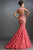 Janique 1514 - Lace and Tulle Floral Applique Flare Gown  in Pink
