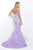 Blush - Floral Printed Sweetheart Brocatelle Mermaid Gown 11068 In Purple