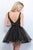 Blush - 11385 Textured Stripe Two-Piece A-Line Dress In Black and Gold