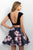 Blush - Two-Piece Floral Jewel Neck Velvet A-Line Dress 11179 In Black and Multi-Color
