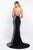 Blush - C1003 Beaded V-neck Sheath Dress In Black