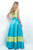 Blush - Vibrant Off-Shoulder Sleek A-Line Gown 5620 in Blue and Green