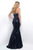 Blush - Straight Across Sequin Trumpet Dress 11324 In Blue and Black