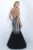 Blush - Crystal Deep V-Neck Tulle Mermaid Gown 7020 in Black and Silver