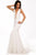 Deep V Neck and Open Back Long Jersey Dress with Train 22884