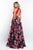 Blush - 11534 Halter Mikado and Floral Organza A-line Gown In Red and Multi-Color