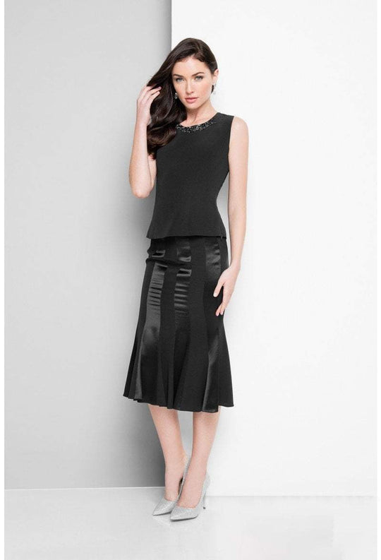 Terani Couture - Sleek Dress with Ornate Jacket 1525S0967B in Black