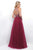 Blush - Embellished Jewel Neck Tulle A-Line Dress 11258 In Red and Gold
