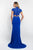 Intrigue - 426 Cap Sleeve Illusion High Neck Embroidered Gown In Blue