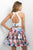 Blush - Two-Piece Beaded Halter Neck Satin A-Line Dress 11166 in White and Multi-Color