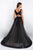 Blush - C1070 Sleeveless Lace Appliqued Tulle Overskirt Gown In Black and Neutral