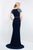 Blush - S2028 Beaded Cap Sleeves Jersey Sheath Gown In Blue