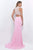Two-Piece Beaded Cropped Top Jersey Long Gown 11230