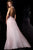 Janique K6045 - Long Empire Gown With Bejeweled Haltered Neckline And Ruched Bodice in Pink