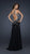 La Femme - Jewel Embellished Asymmetric Neck Chiffon A-line Gown 17706 in Black