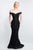 Blush - S2018 Shawl Lovely Off-Shoulder Lace Fitted Gown In Black
