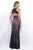 Blush - Geometrical Two-Piece Jewel Sheath Gown  11340 in Black and Pink