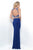 Blush - 11308 Beaded Cropped Top Bare Midriff Jersey Formal Set