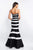 Blush - C1051 Bow Accented Striped Mermaid Dress In Black and White