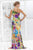 Blush - One Shoulder Floral Printed Long Dress 9303 In Multi-Color and Print