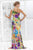 Blush - One Shoulder Floral Printed Long Dress 9303 In Multi-Color and Print