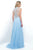 Blush - Flowing High Plunging Chiffon A-Line Gown  11348 in Blue