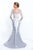 Blush - S2017 Beaded Sheer Long Sleeved Mermaid Gown In Silver and Neutral