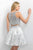 Blush - Two-Piece Beaded Jewel Neck A-Line Dress 11161 in White and Silver