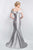 Blush - S2006 Shawl Off-Shoulder Mikado Mermaid Gown In Silver