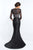 Blush - S2005 Beaded Sheer V-neck Mikado Mermaid Gown In Black and Neutral