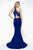 Blush - 11634 Scallop Detailed High Halter Mermaid Gown