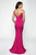 Blush - 11631 Embellished Sleek V-neck Crepe Trumpet Dress