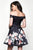 Blush - 11609 Off Shoulder Fit and Flare Floral Print Cocktail Dress