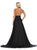 May Queen - MQ1631 Cross Halter A-line Dress With Train In Black