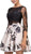 Eureka Fashion - 4433 Two Piece Lace and Printed A-line Dress in Neutral and Black