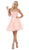 May Queen - MQ1658 Lace Applique Illusion Scoop Neck Cocktail Dress In Pink