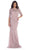 Lace Adorned Quarter Sleeve Mermaid Evening Dress