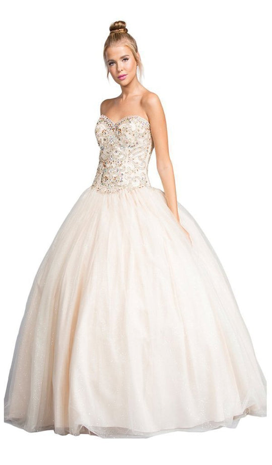 Jeweled Strapless Sweetheart Evening Ballgown