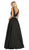 May Queen - MQ1683 Illusion Plunging Neck Sleeveless Satin A-Line Gown In Black