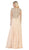 May Queen - MQ1615 Embroidered Long Sleeve Bateau A-line Dress In Neutral