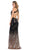May Queen - MQ1628 Two Tone Sequined Deep V-neck Sheath Dress In Black and Gold