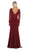 May Queen - MQ1630 Lace Appliqued Plunging V-Neck Gown In Red
