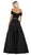 May Queen - MQ1639 Lace Off-Shoulder A-Line Dress In Black